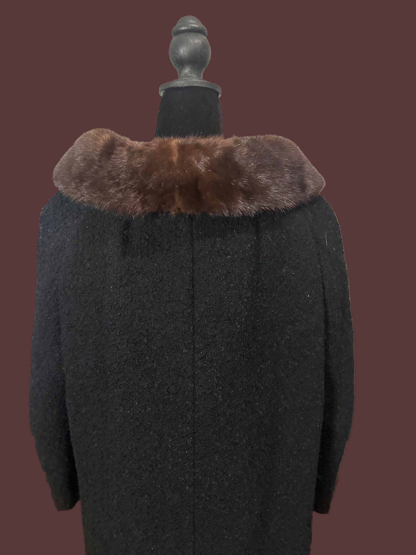 Wool Coat/ detachable fur collar